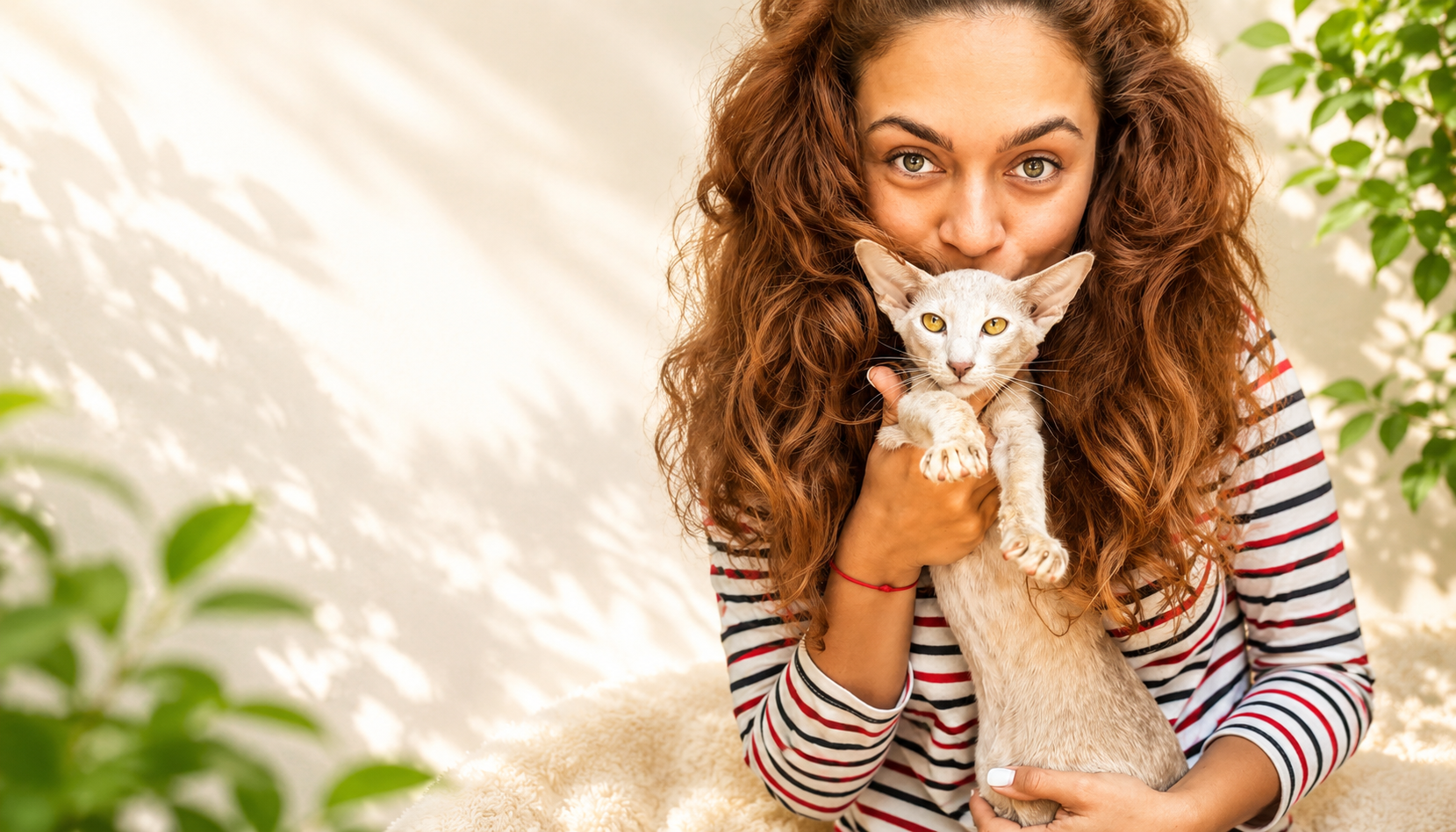 Ekaterina with an Oriental Shorthair kitten